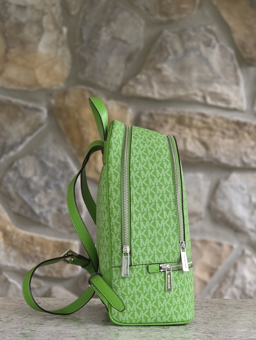 Michael Kors Rhea Logo Medium Green Backpack - Picture 2 of 10